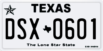 TX license plate DSX0601