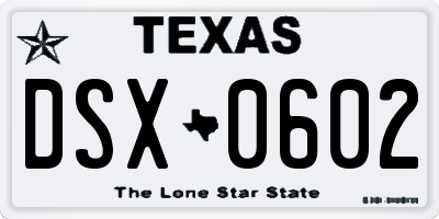 TX license plate DSX0602