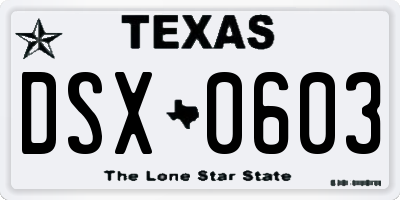 TX license plate DSX0603