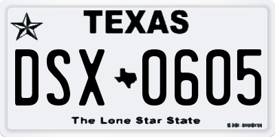 TX license plate DSX0605