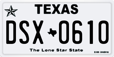 TX license plate DSX0610