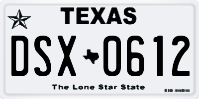 TX license plate DSX0612