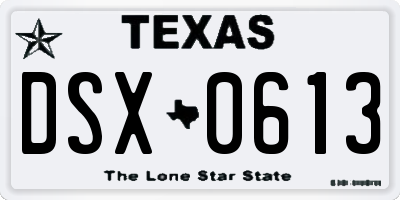 TX license plate DSX0613