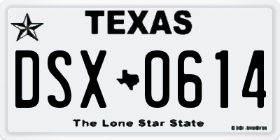 TX license plate DSX0614