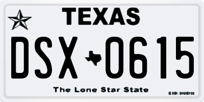 TX license plate DSX0615