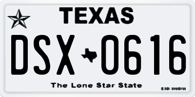 TX license plate DSX0616