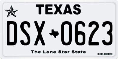 TX license plate DSX0623