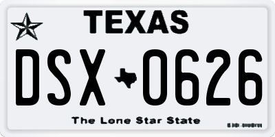 TX license plate DSX0626