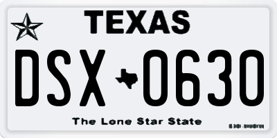 TX license plate DSX0630