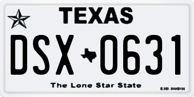 TX license plate DSX0631