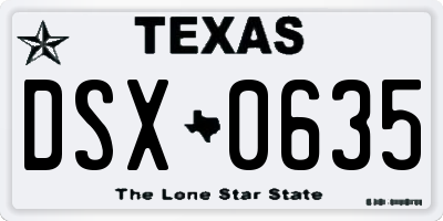 TX license plate DSX0635