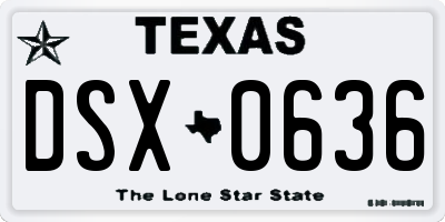 TX license plate DSX0636