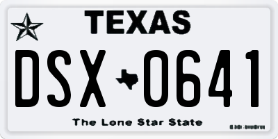 TX license plate DSX0641