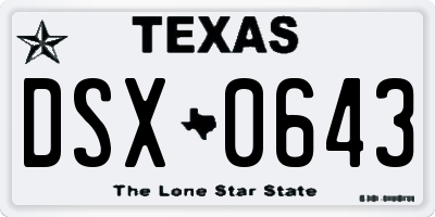 TX license plate DSX0643