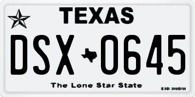 TX license plate DSX0645