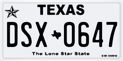 TX license plate DSX0647