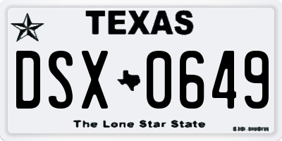 TX license plate DSX0649