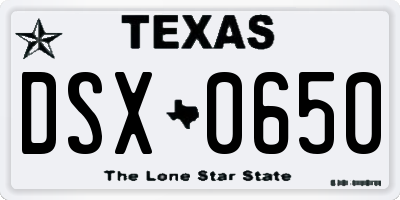 TX license plate DSX0650