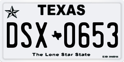 TX license plate DSX0653
