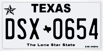 TX license plate DSX0654