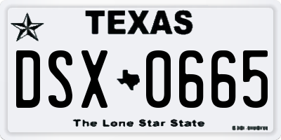 TX license plate DSX0665