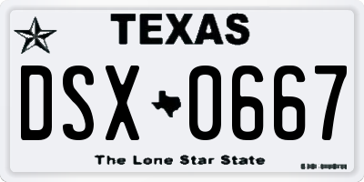 TX license plate DSX0667
