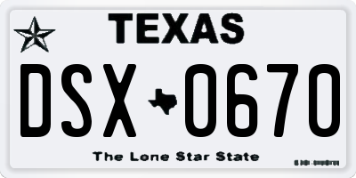 TX license plate DSX0670