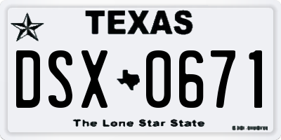 TX license plate DSX0671
