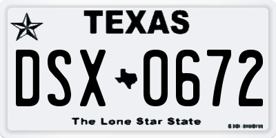 TX license plate DSX0672