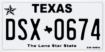 TX license plate DSX0674