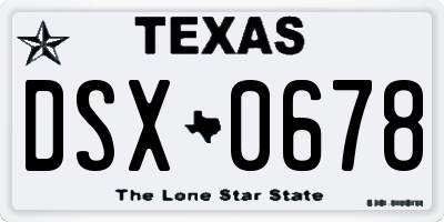TX license plate DSX0678