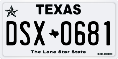 TX license plate DSX0681