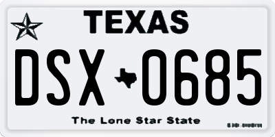 TX license plate DSX0685