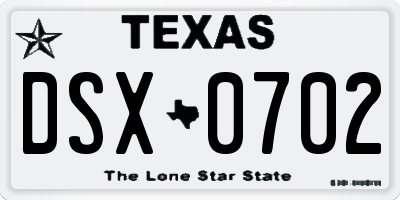 TX license plate DSX0702