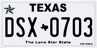 TX license plate DSX0703