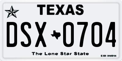 TX license plate DSX0704