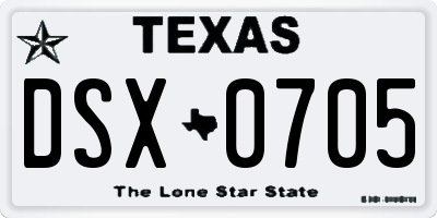 TX license plate DSX0705