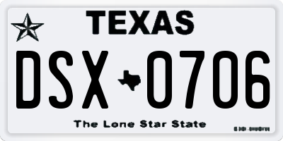 TX license plate DSX0706