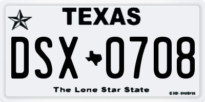 TX license plate DSX0708