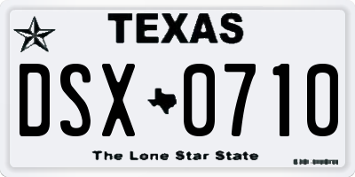 TX license plate DSX0710