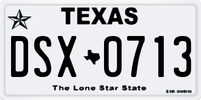 TX license plate DSX0713