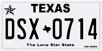 TX license plate DSX0714