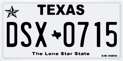 TX license plate DSX0715