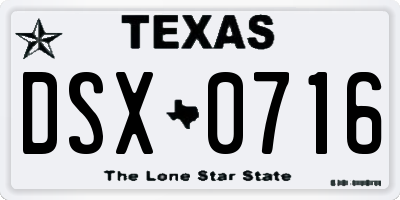 TX license plate DSX0716