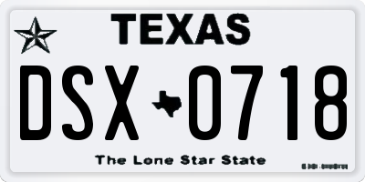 TX license plate DSX0718