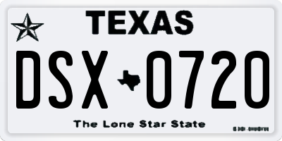 TX license plate DSX0720