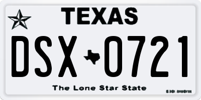 TX license plate DSX0721