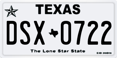 TX license plate DSX0722