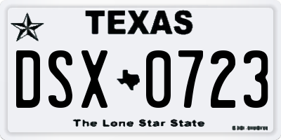 TX license plate DSX0723