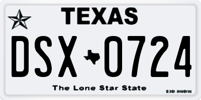TX license plate DSX0724
